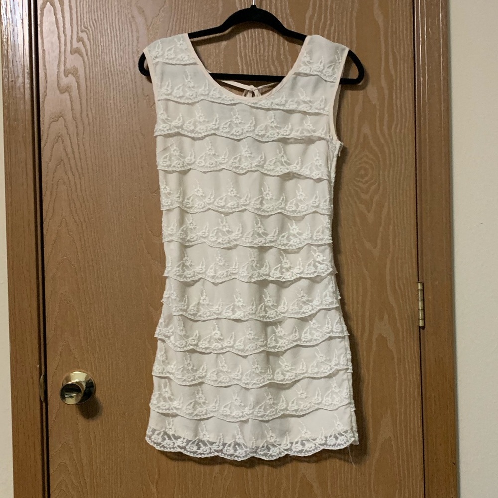 Cream lace ruffle dress